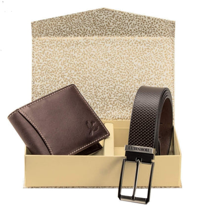 Men's Leather Wallet and Belt Combo