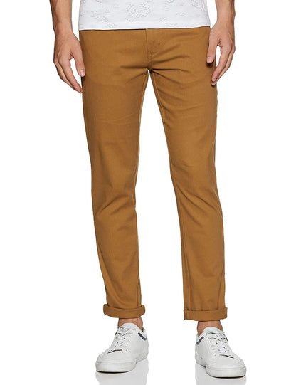 Zip Fly Cotton Slim Fit Casual Trousers