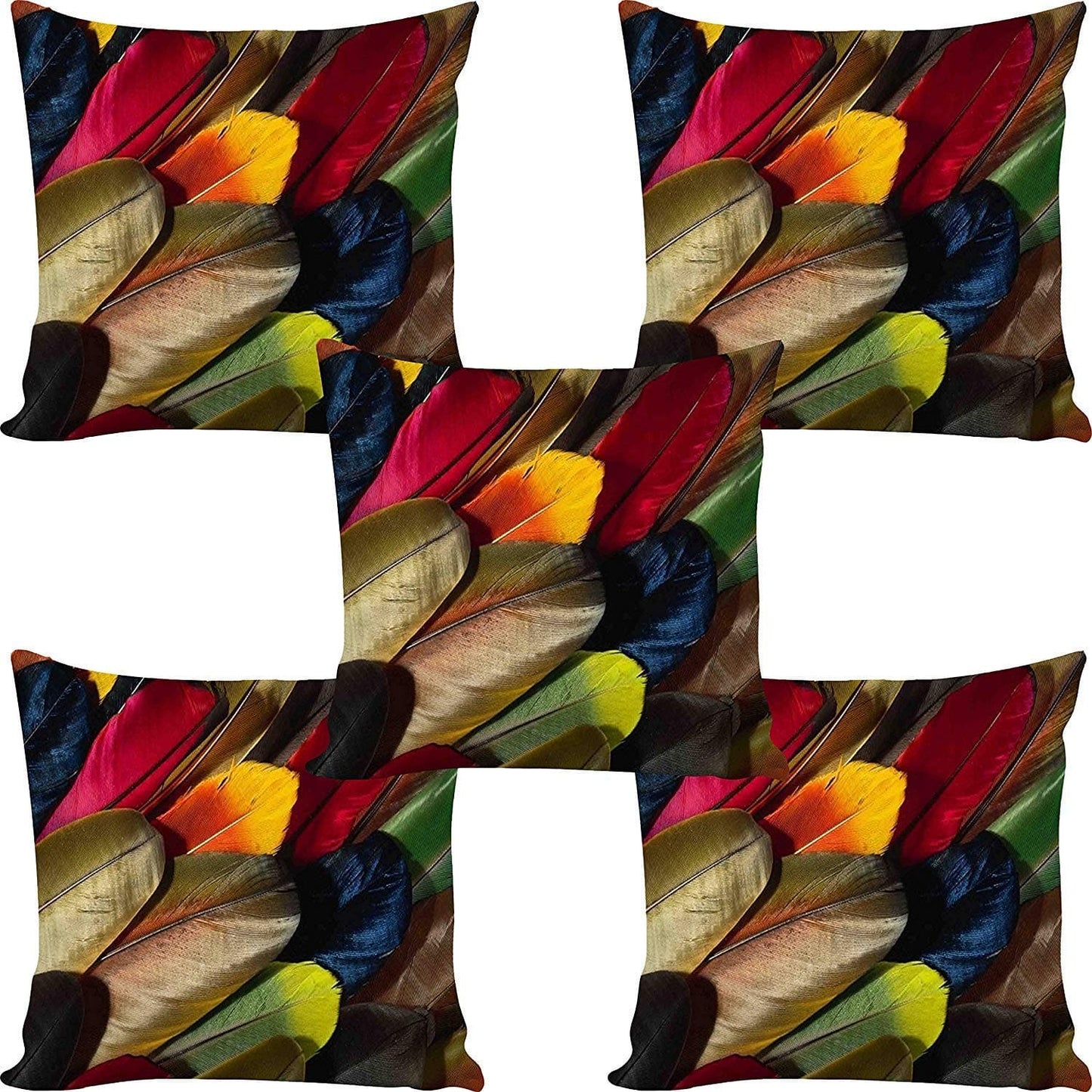 Jute Cushion Cover (Multicolour, 16x16)-Set of 5