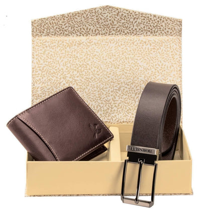 Men's Leather Wallet and Belt Combo