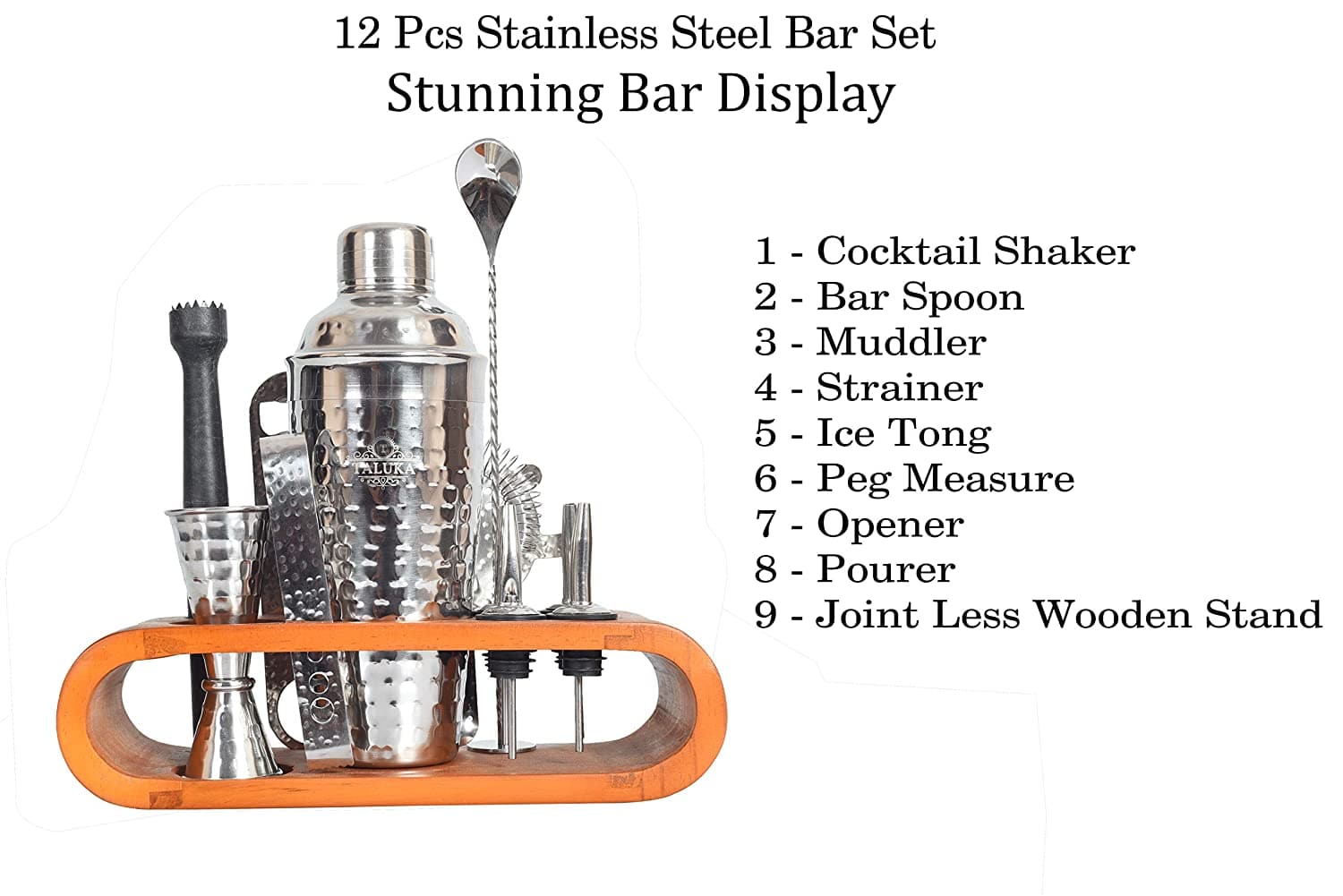 Bar Set for Drink Mixing Bar Tools Joint Less Wooden Stand