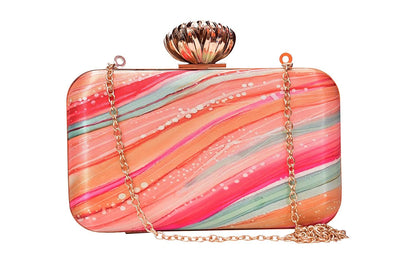 Women Party Wear Hand Box clutch Purse With Detachable Sling