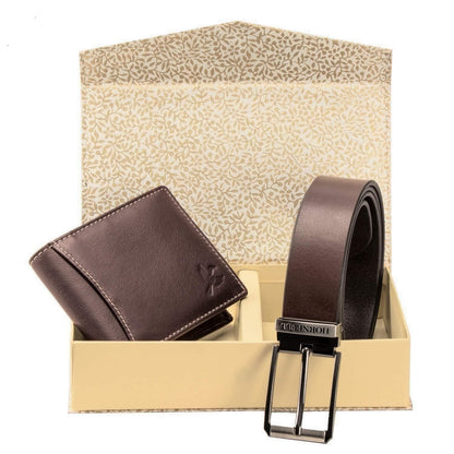 Men's Leather Wallet and Belt Combo