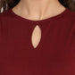 Maroon Round Neck Sleeveless Cut-Out Front Slit Slim Fit Maxi Dress