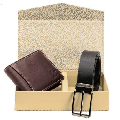 Men's Leather Wallet and Belt Combo