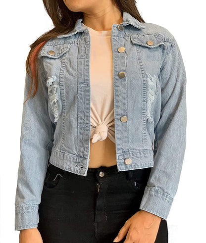 Full Sleeves Turn-Down Denim Jacket