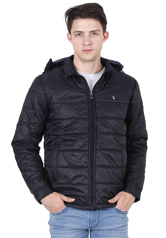 Light Weight Quilted Removable Hood Slim Fit Jacket
