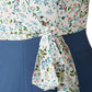 Round Neck Short Sleeves Floral Waist Tie-Up Jumpsuit