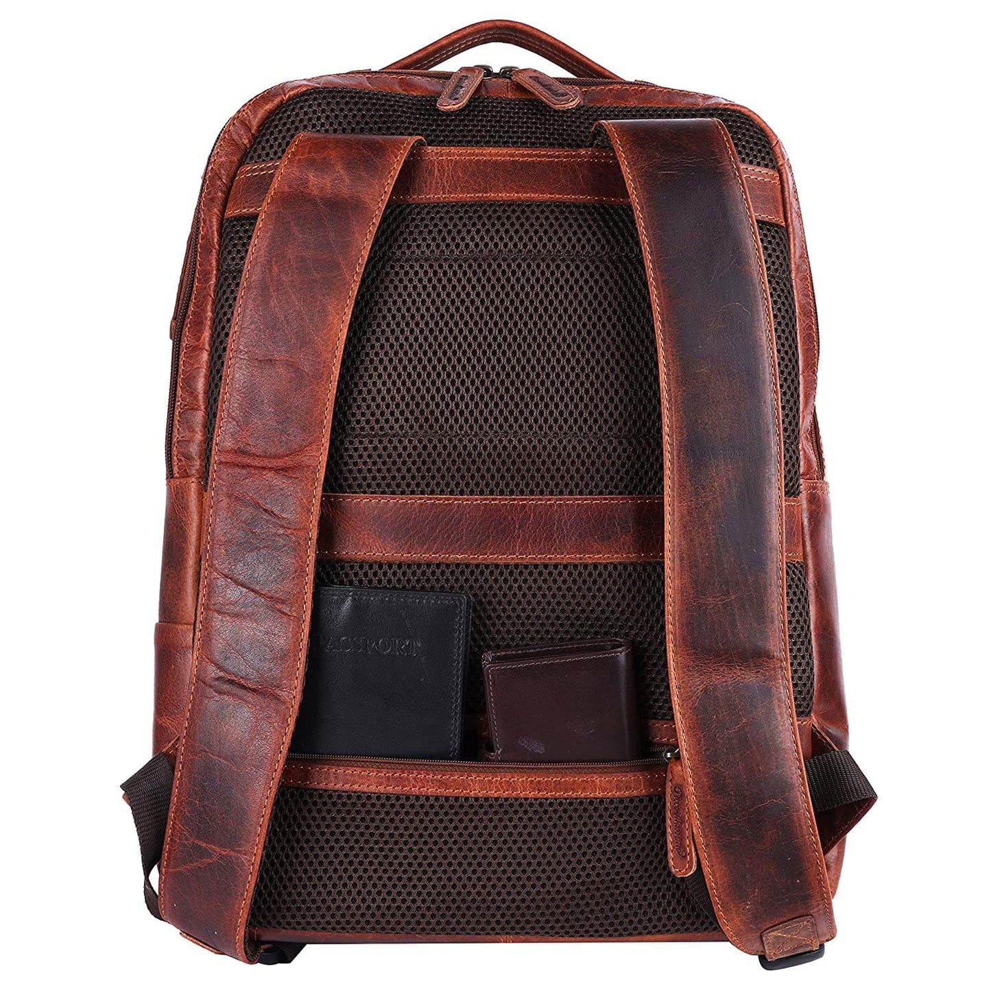Premium Leather Work Casual Laptop Backpacks Ample Storage Features Padded Back Panel Multiple Pocket Sleeves