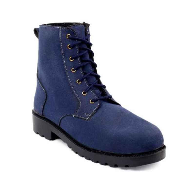 Synthetic Leather Steel Toe Airmix Sole Blue Safety Boots