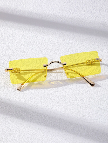 Rectangle Lens Rimless Sunglasses