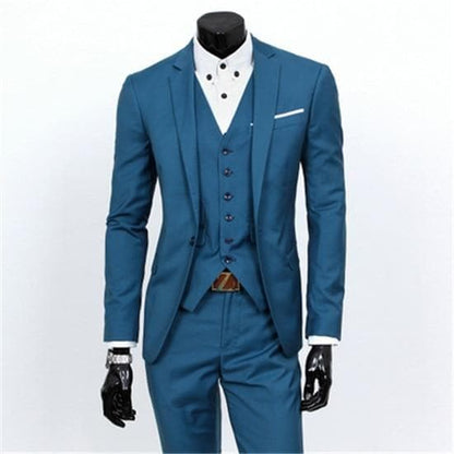 Single Breasted Three Piece Business Suit Coat Waistcoat Trousers