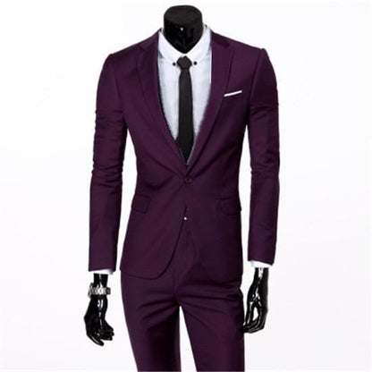 Single Breasted Three Piece Business Suit Coat Waistcoat Trousers