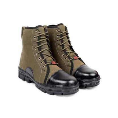 Synthetic Leather Steel Toe Airmix Sole Khaki Safety Boots