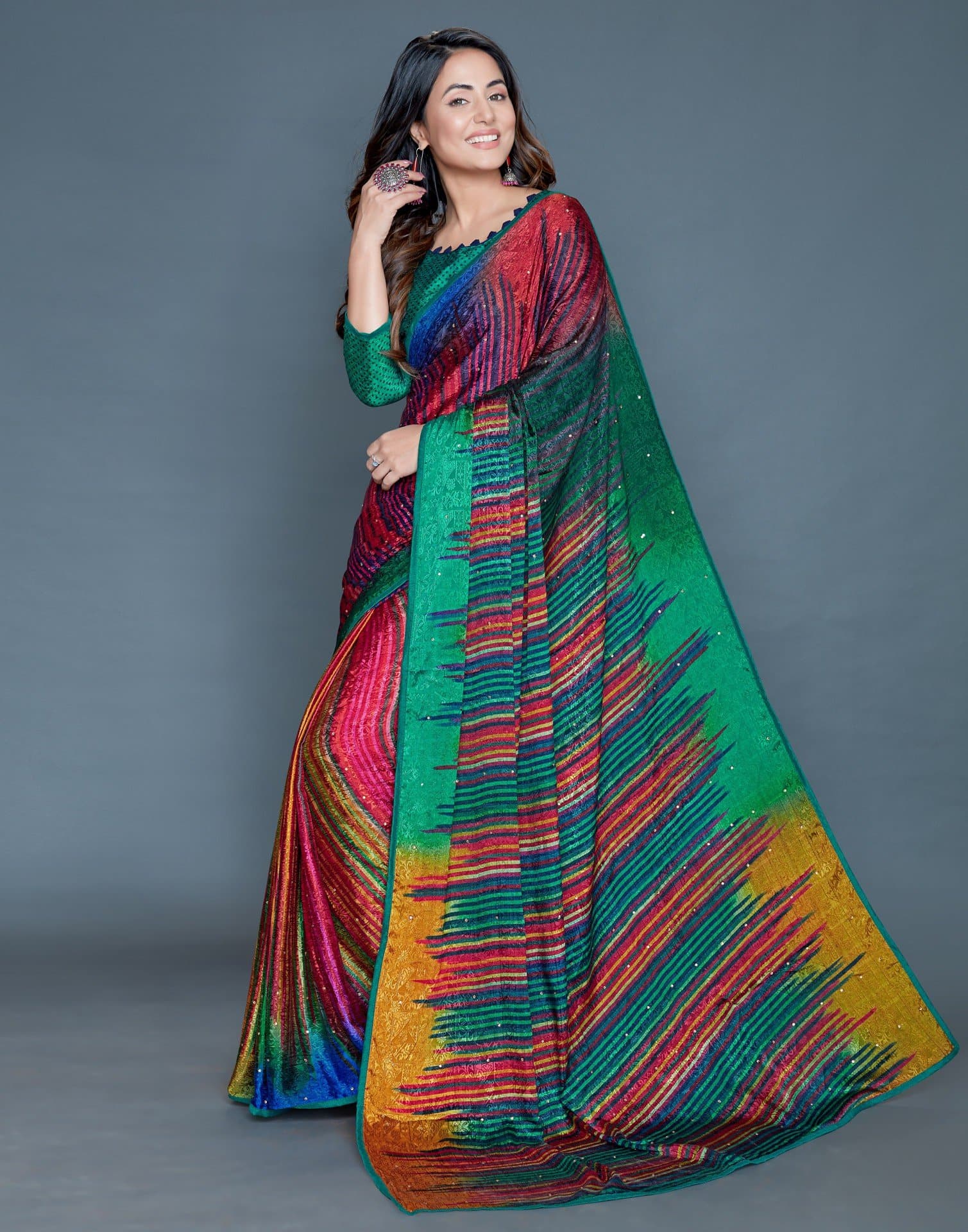 Green Border Small Print Premium Italian Silk Crepe Saree for Hospital  Uniform Sarees at Rs 1300 | Uniform Sarees in Bengaluru | ID: 22727081391