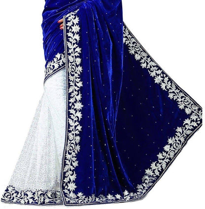 Embroidered Banarasi Net Velvet Saree