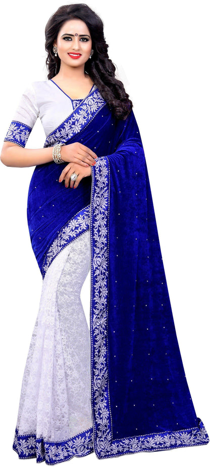 Embroidered Banarasi Net Velvet Saree