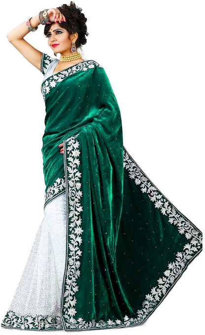 Embroidered Banarasi Net Velvet Saree