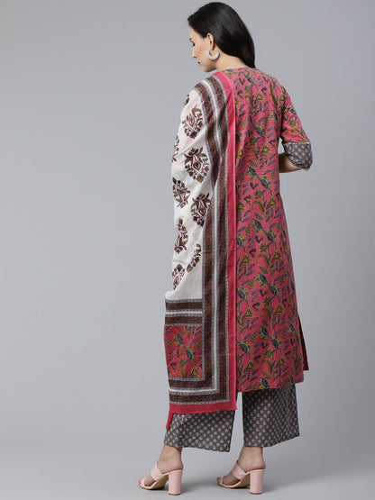 Mandarin Collar Printed Kurta and Palazzo Set