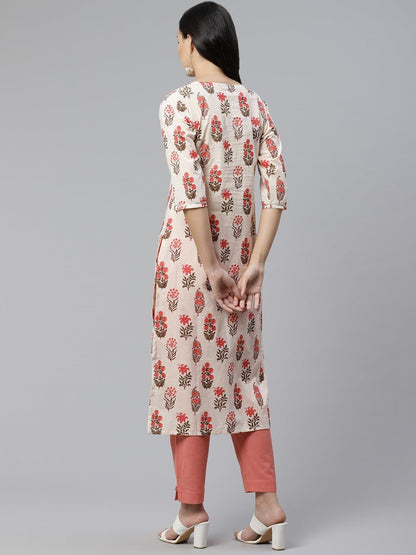 Sweetheart Neck Printed Straight Kurta