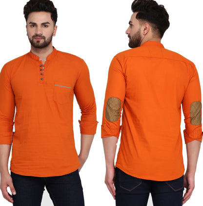 Mandarin Collar Three Quarter Sleeve Solid Straight Kurta