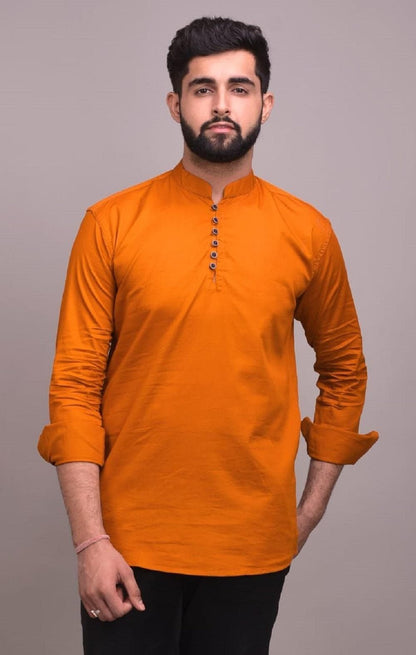 Full Sleeve Mandarin Collar Solid A-line Kurta