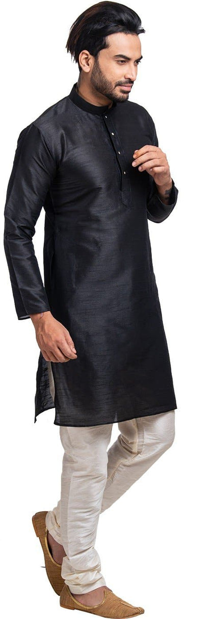 Mandarin Collar Solid Full Sleeve Silk Straight Kurta