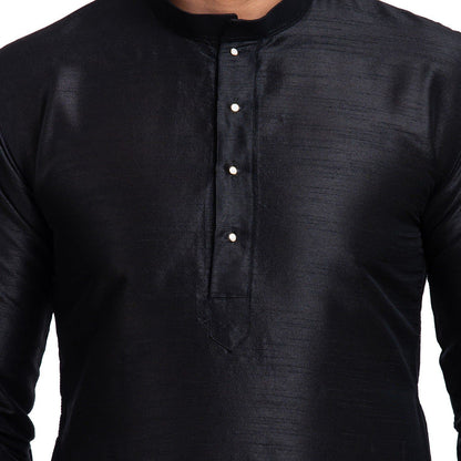 Mandarin Collar Solid Full Sleeve Silk Straight Kurta