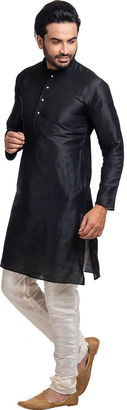 Mandarin Collar Solid Full Sleeve Silk Straight Kurta