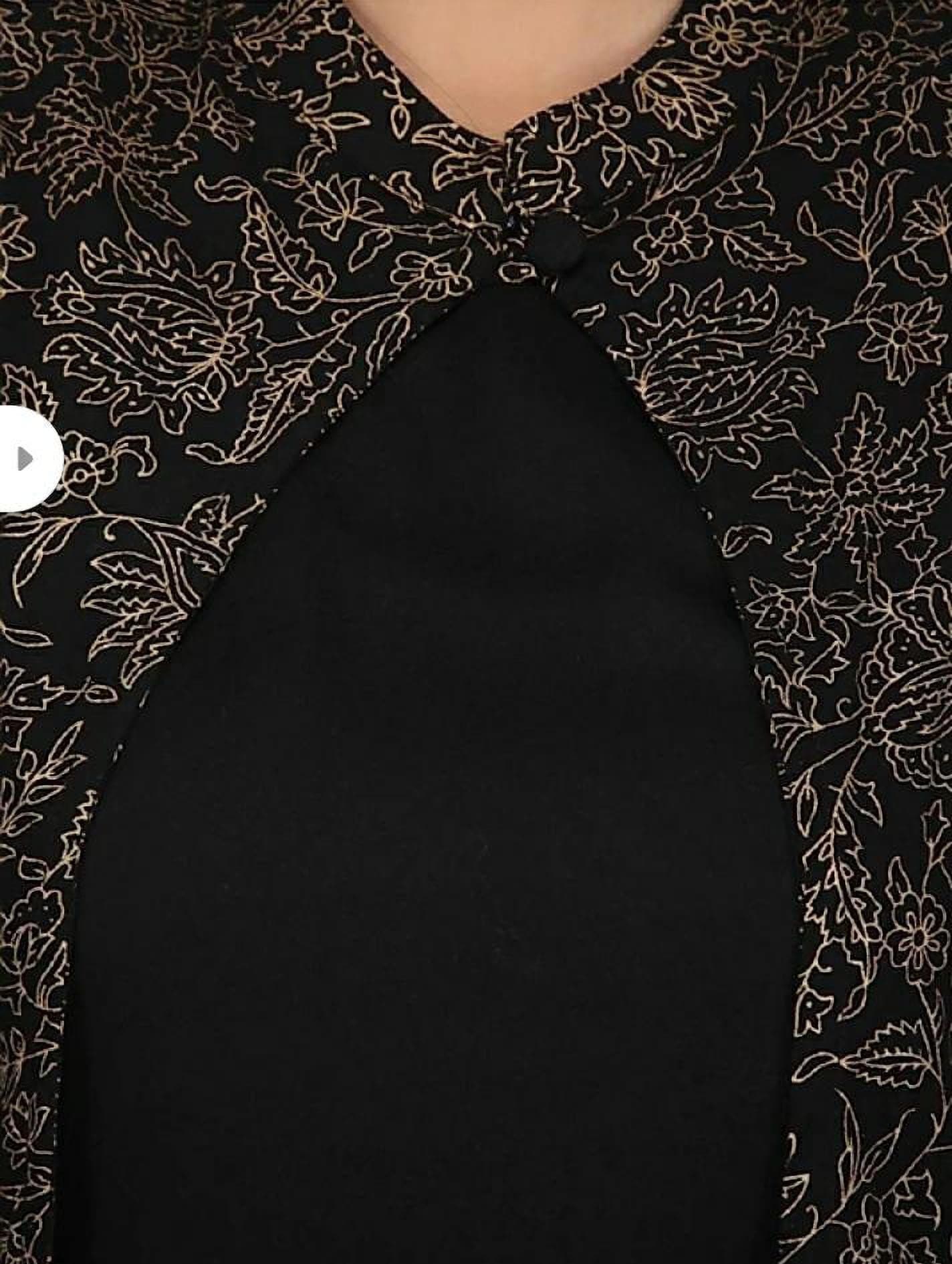 Black Mandarin Collar Printed Ethnic Jacket and Kurta Set