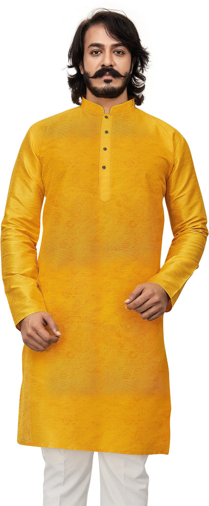 Self Design Mandarin Collar Knee Length Straight Kurta