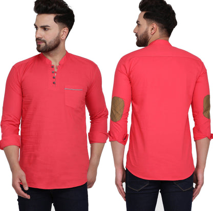 Mandarin Collar Three Quarter Sleeve Solid Straight Kurta