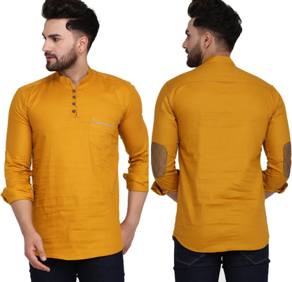 Mandarin Collar Three Quarter Sleeve Solid Straight Kurta