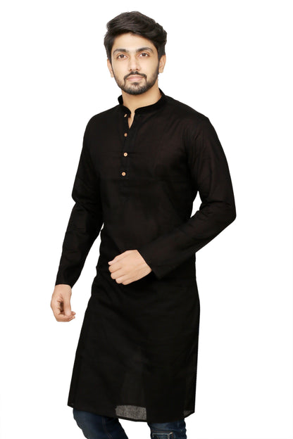 Mandarin Collar Knee Length Solid Straight Kurta