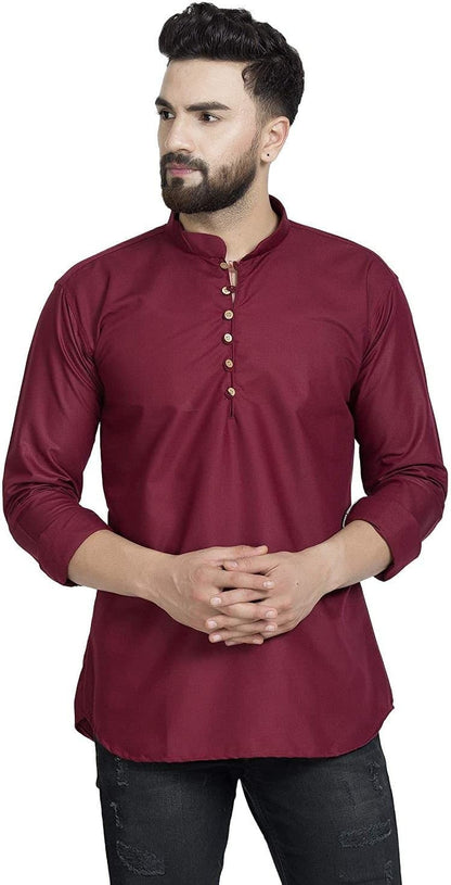 Full Sleeve Mandarin Collar Solid A-line Kurta