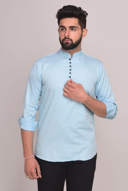 Full Sleeve Mandarin Collar Solid A-line Kurta