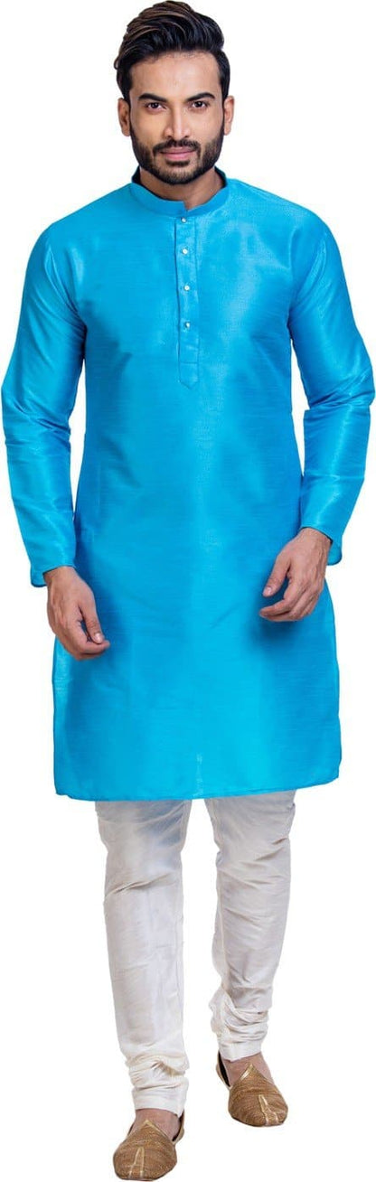 Mandarin Collar Solid Full Sleeve Silk Straight Kurta