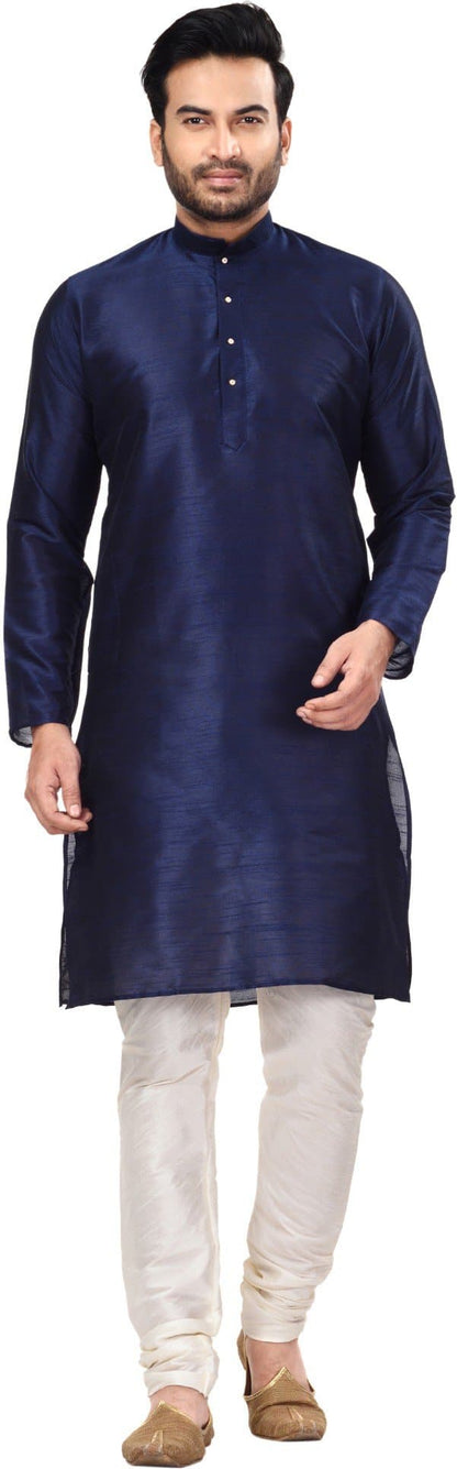 Mandarin Collar Solid Full Sleeve Silk Straight Kurta