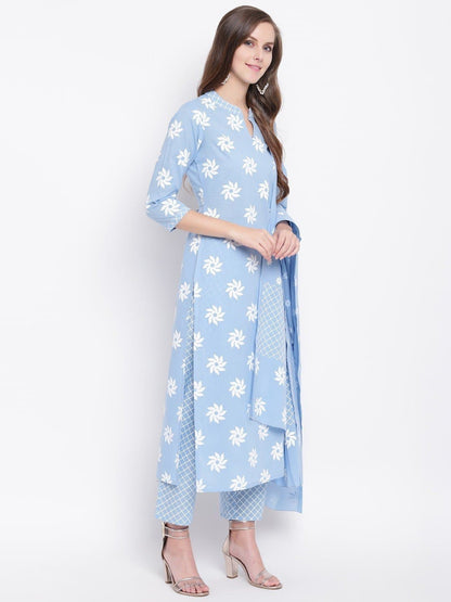 Mandarin Collar Printed Kurta and Pant Set