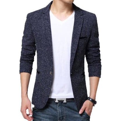 Single Breasted Notched Collar Slim Fit Smart Casual Blazer