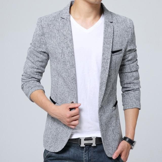 Single Breasted Notched Collar Slim Fit Smart Casual Blazer