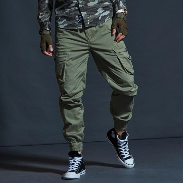 Cargo Pants Cotton Elasticity Trousers  Multi-Pocket Camouflage Joggers
