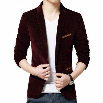 One Button Velvet Business Slim Fit Blazer