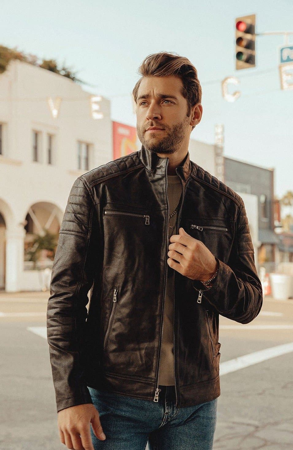 Genuine leather moto on sale jacket