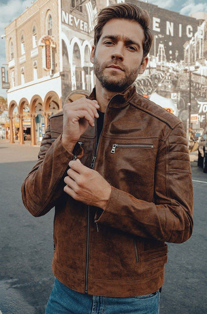 Brown Genuine Leather Motorcycle Jacket