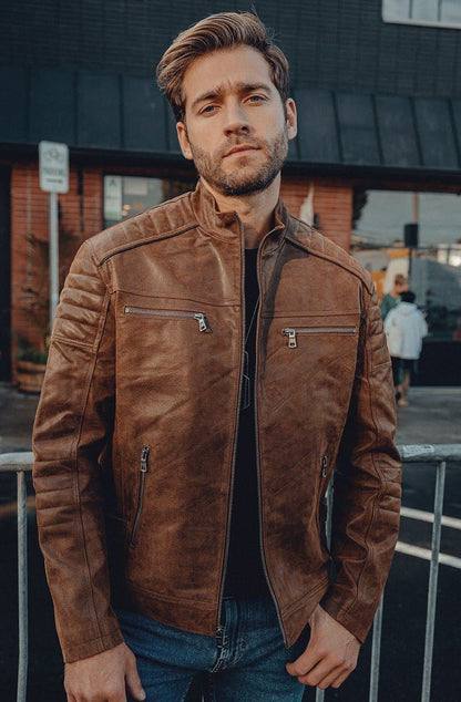 Brown Genuine Leather Motorcycle Jacket