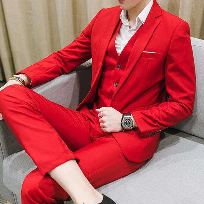 Single Breasted Skinny Fit Three-piece Business Suits