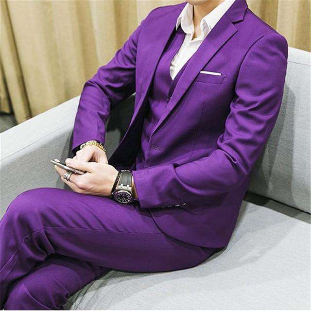 Single Breasted Skinny Fit Three-piece Business Suits
