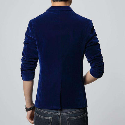 Single Button Slim Fit Velvet Blazer