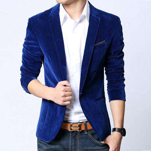 Single Button Slim Fit Velvet Blazer